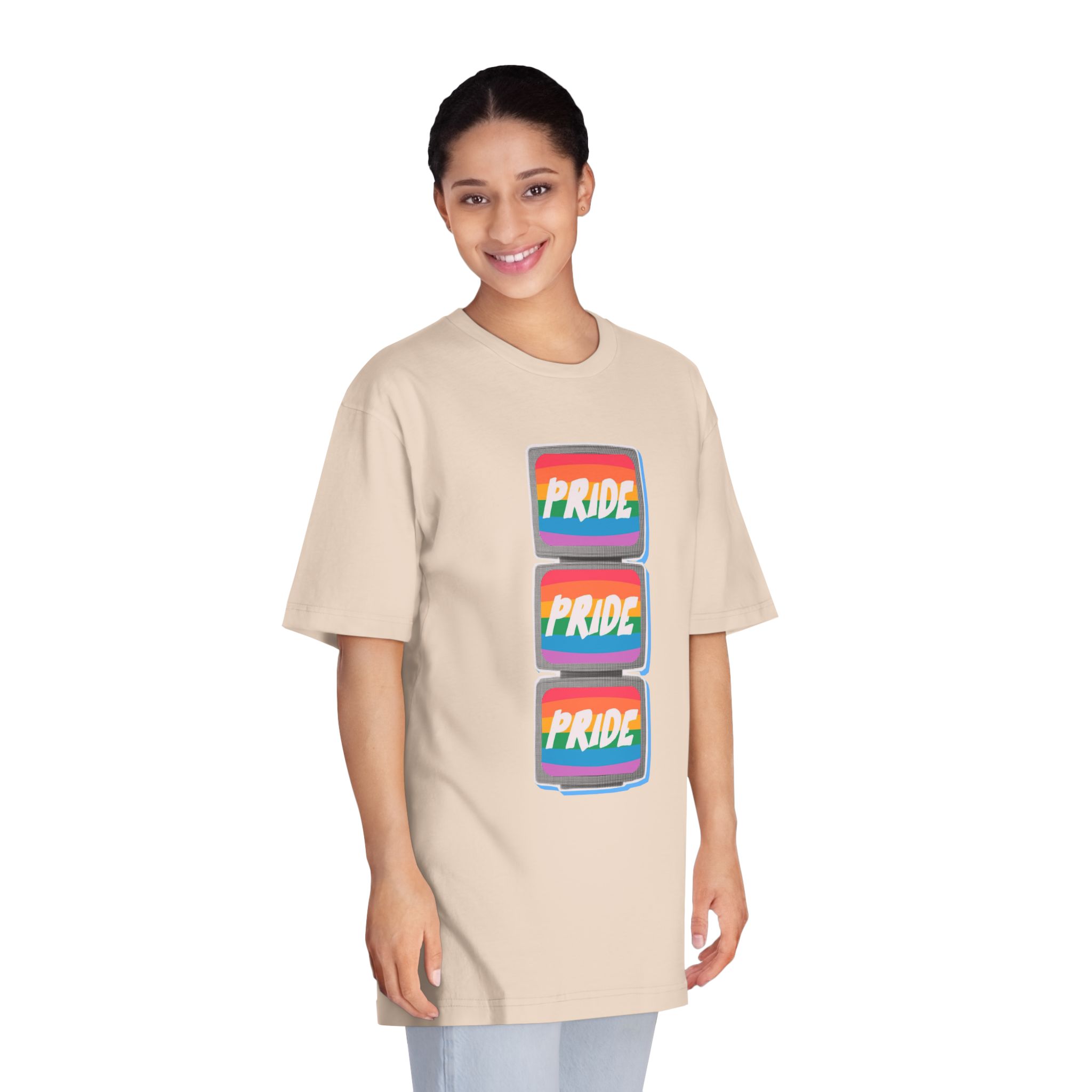 Retro Halftone Tvs With Rainbow Screens Bold Text Perfect Pride Month Activism Designs - Unisex Classic Crewneck T Shirt - Image 11