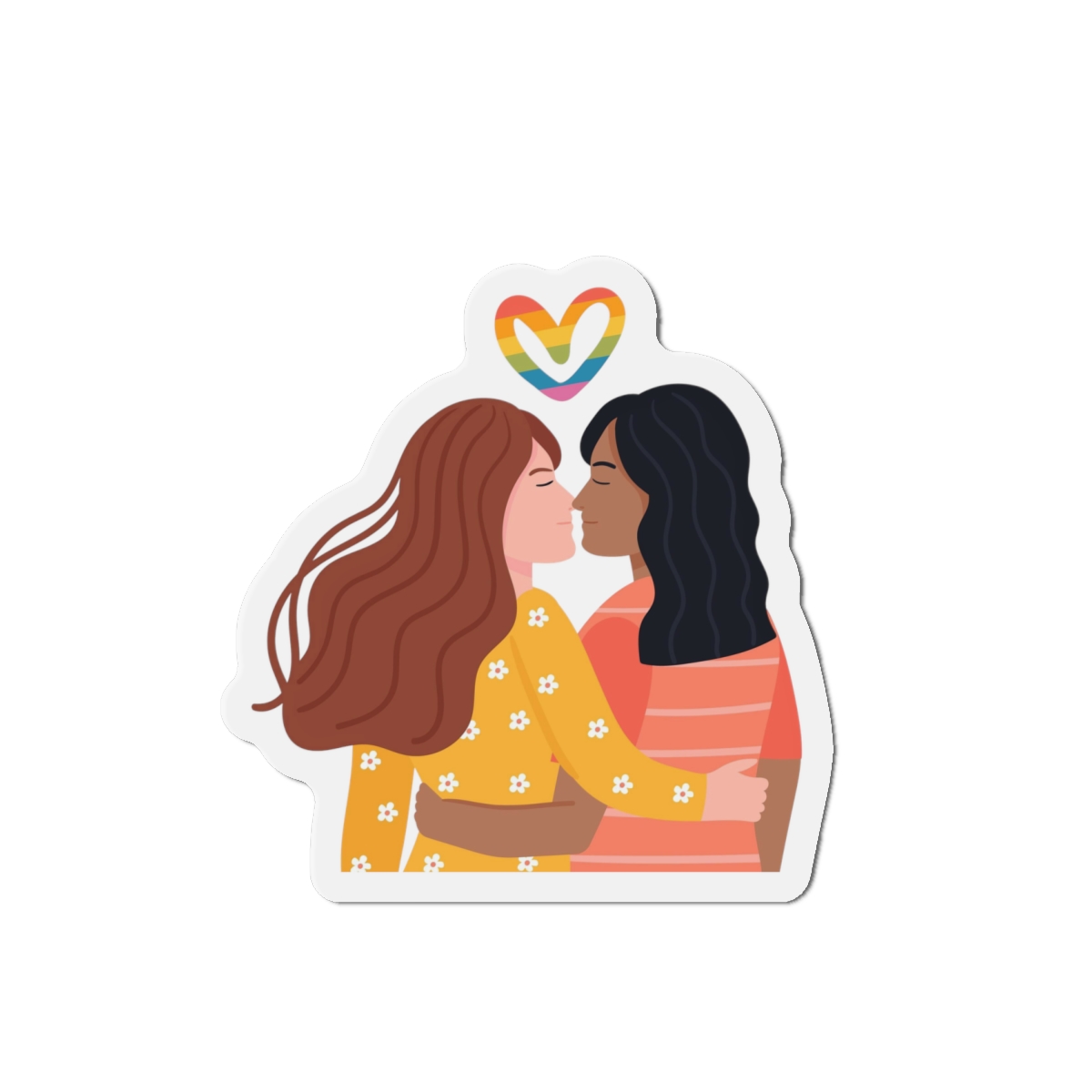 Hand Drawn Affectionate Lesbian Kiss (1) Die Cut Magnets - Image 13