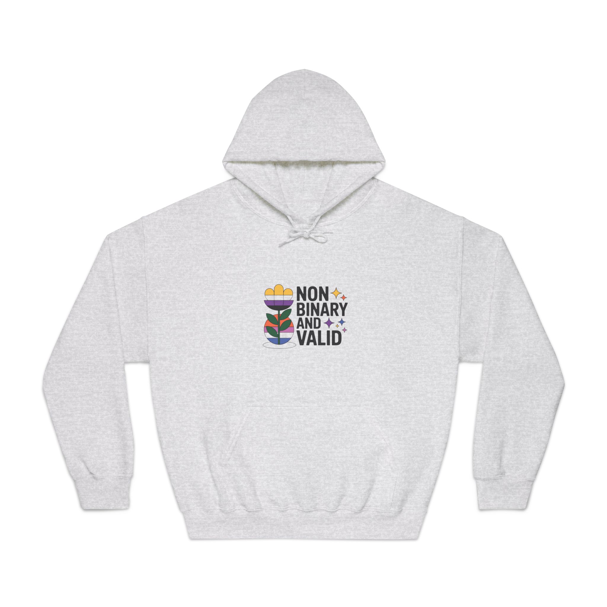 Non Binary Valid T Shirt Design Isolated White Background Unisex Dryblend Hooded Sweatshirt - Image 5