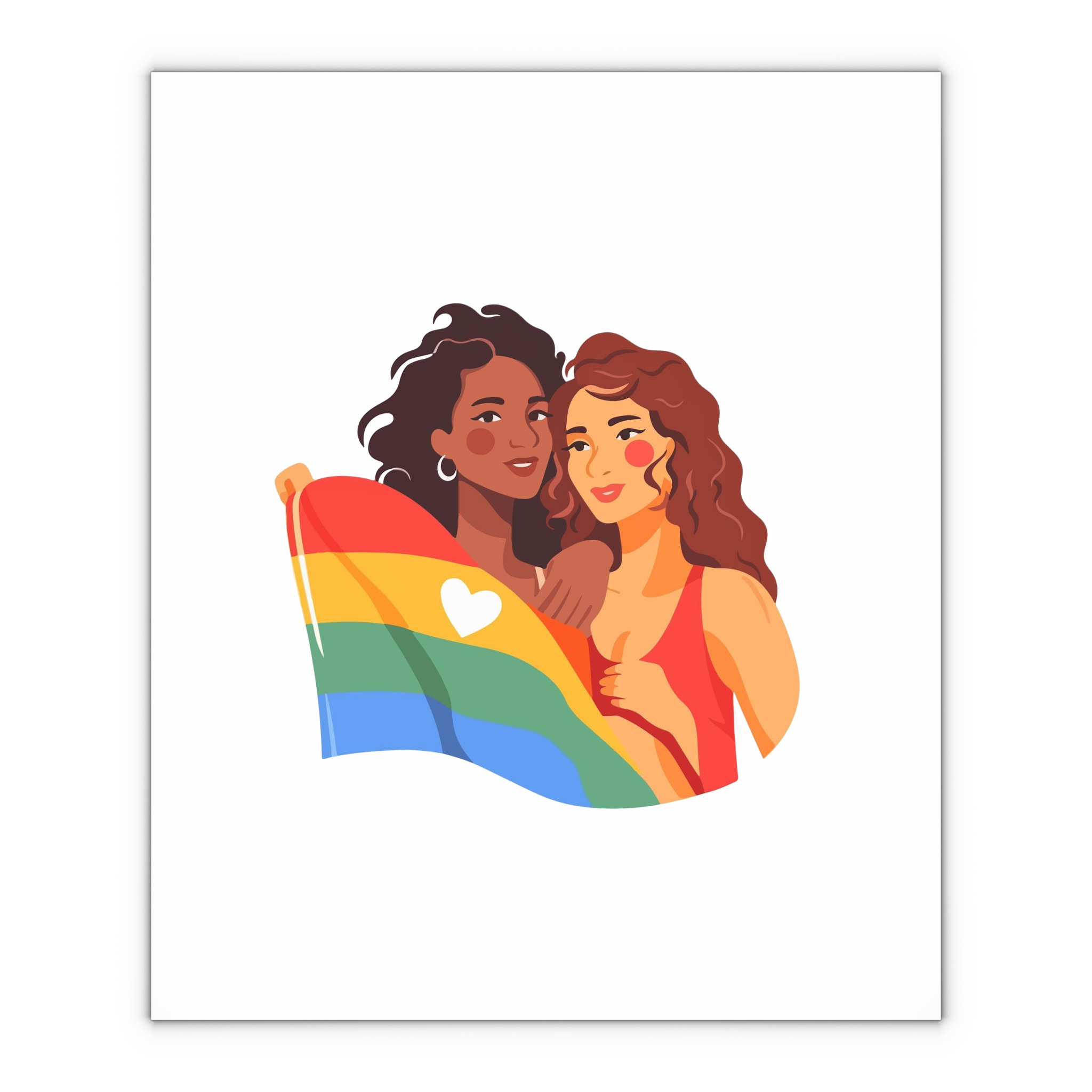 Portrait Lesbian Couple With Rainbow Flag Concept Lgbtq Gift Wrapping Paper Sheets 1pc - Image 4