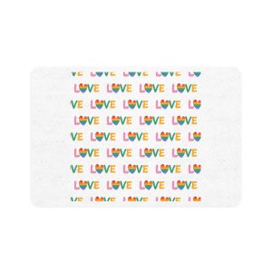 Rainbow Love Lettering Seamless Pattern Happy Pride Minimalistic Background With Simple Text Pet Food Mat 12x18