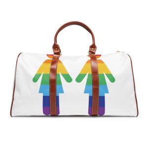 Lgbt Pride Two Lesbians Vector Icon Rainbow Colors Vector Illustration Waterproof Travel Bag