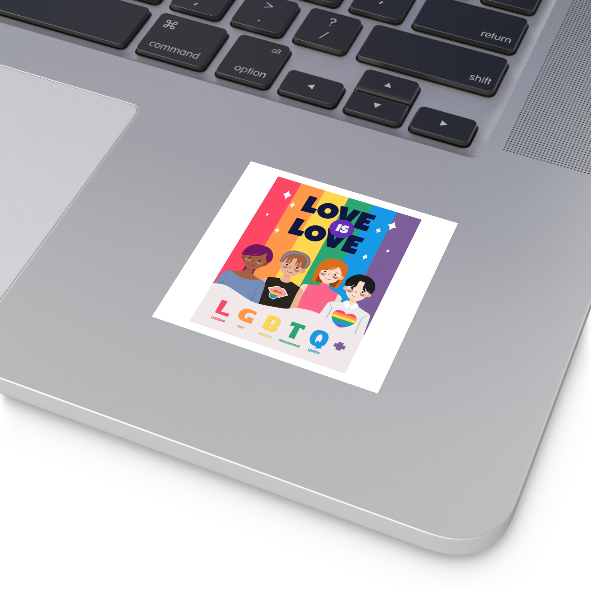 Lgbtq Pride Month Poster Vector With Diverse Characters Rainbow Celebrate Love Inclusivity Laminate Stickers Square - Image 3