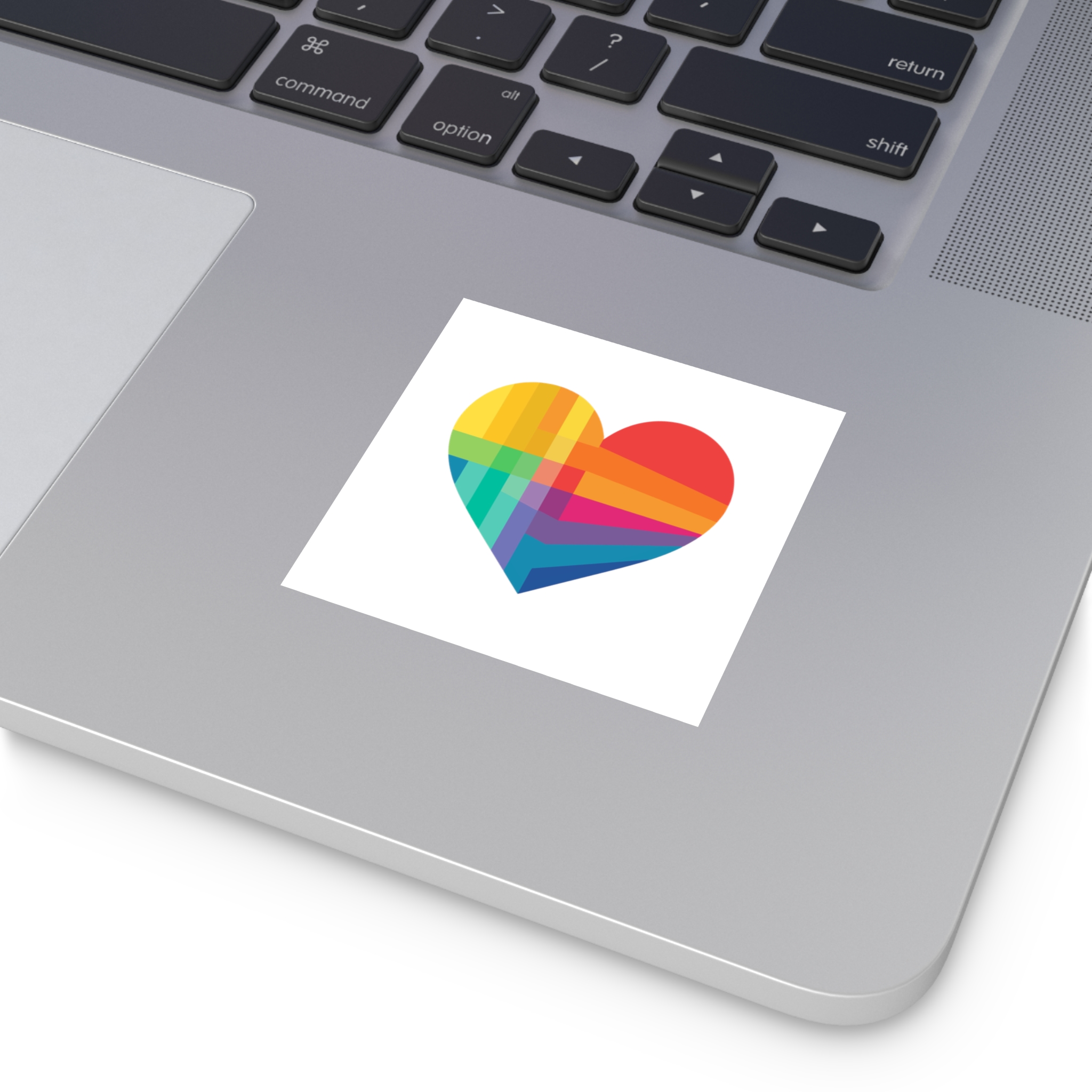 Heart Shape Rainbow Colors Laminate Stickers Square - Image 67