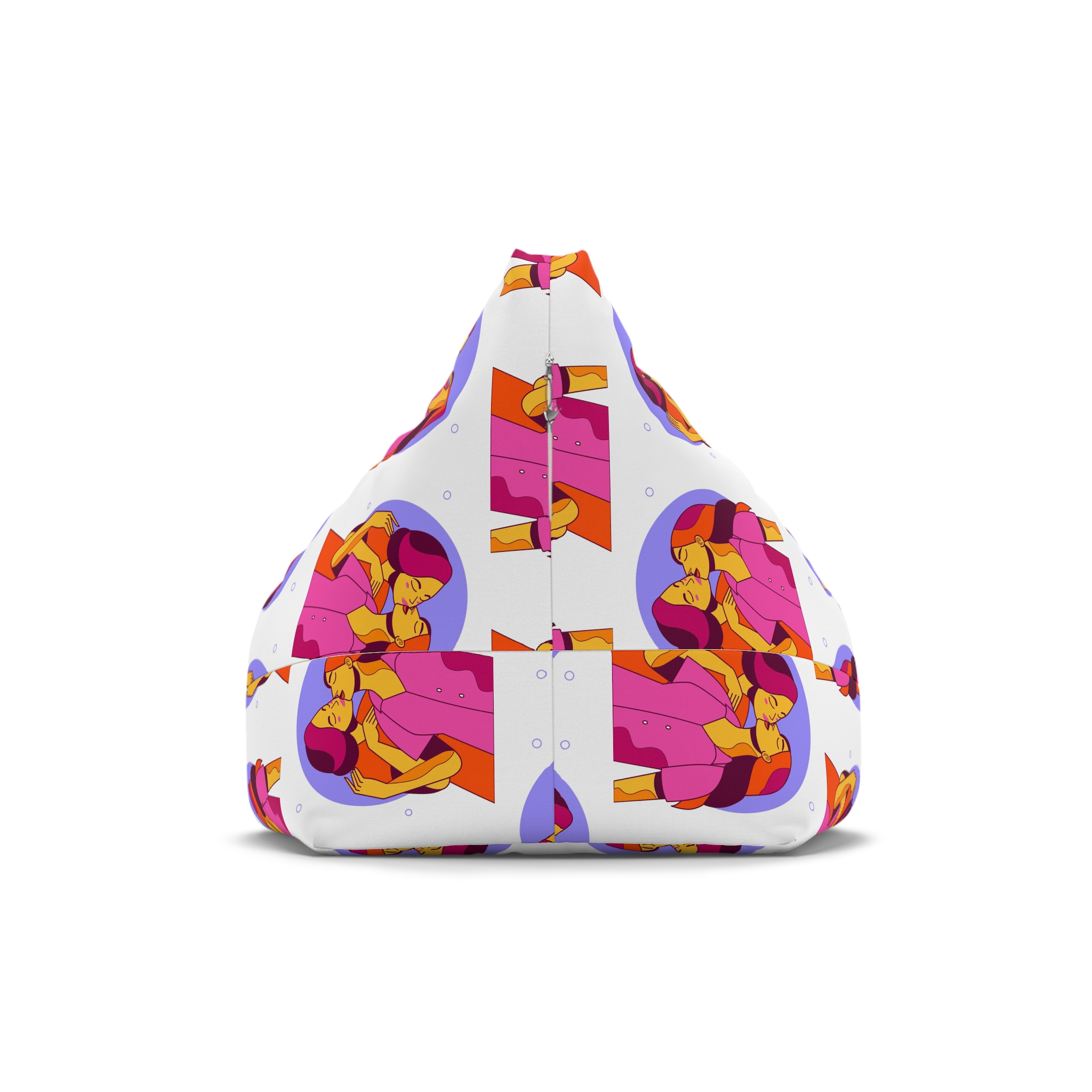 Cartoon Lesbian Kiss Illustration Bean Bag Chair Cover - Image 2