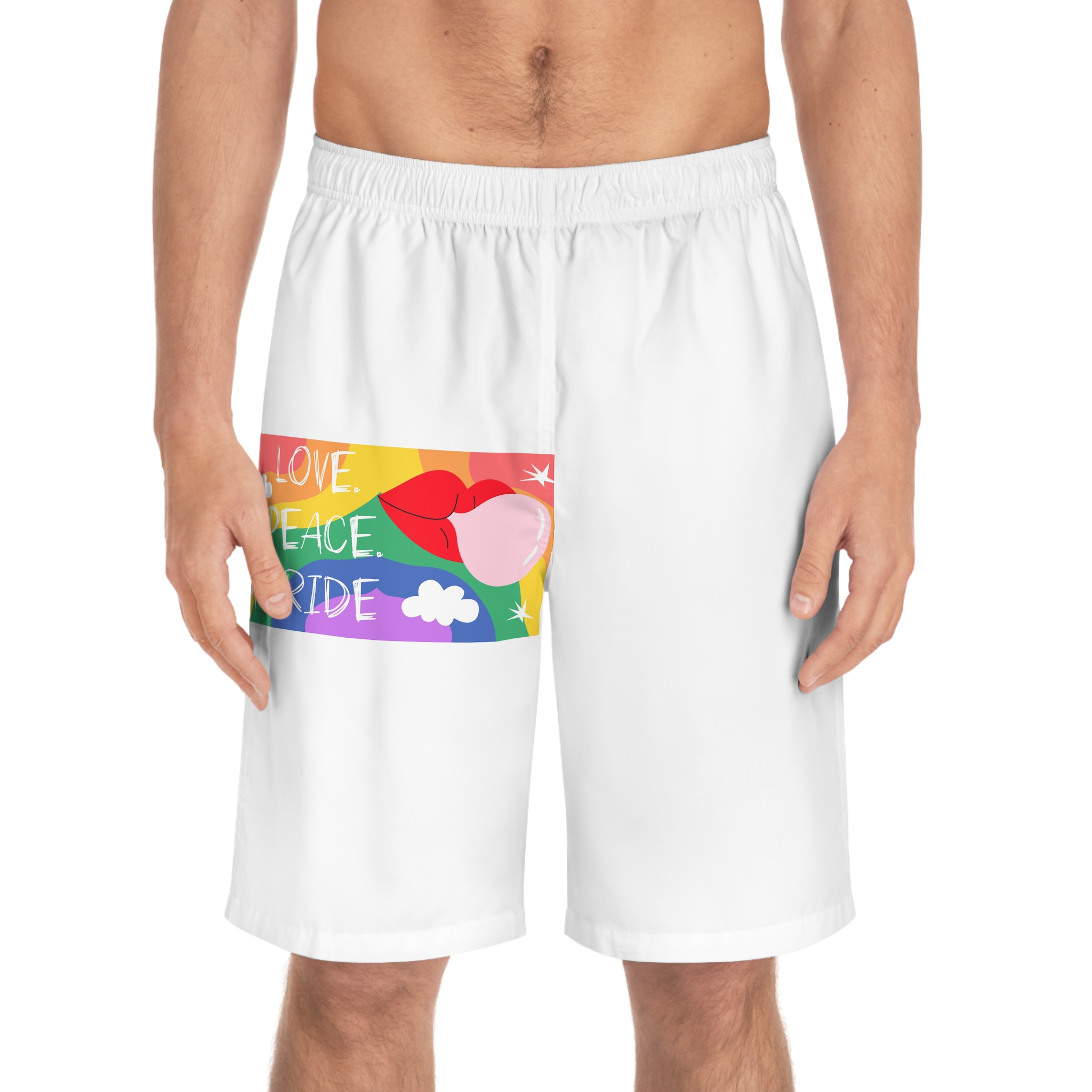 Lgbt Festive Cartoon Groovy Banner Retro 90s Style Love Freedom Concept Mens Board Shorts Aop - Image 3