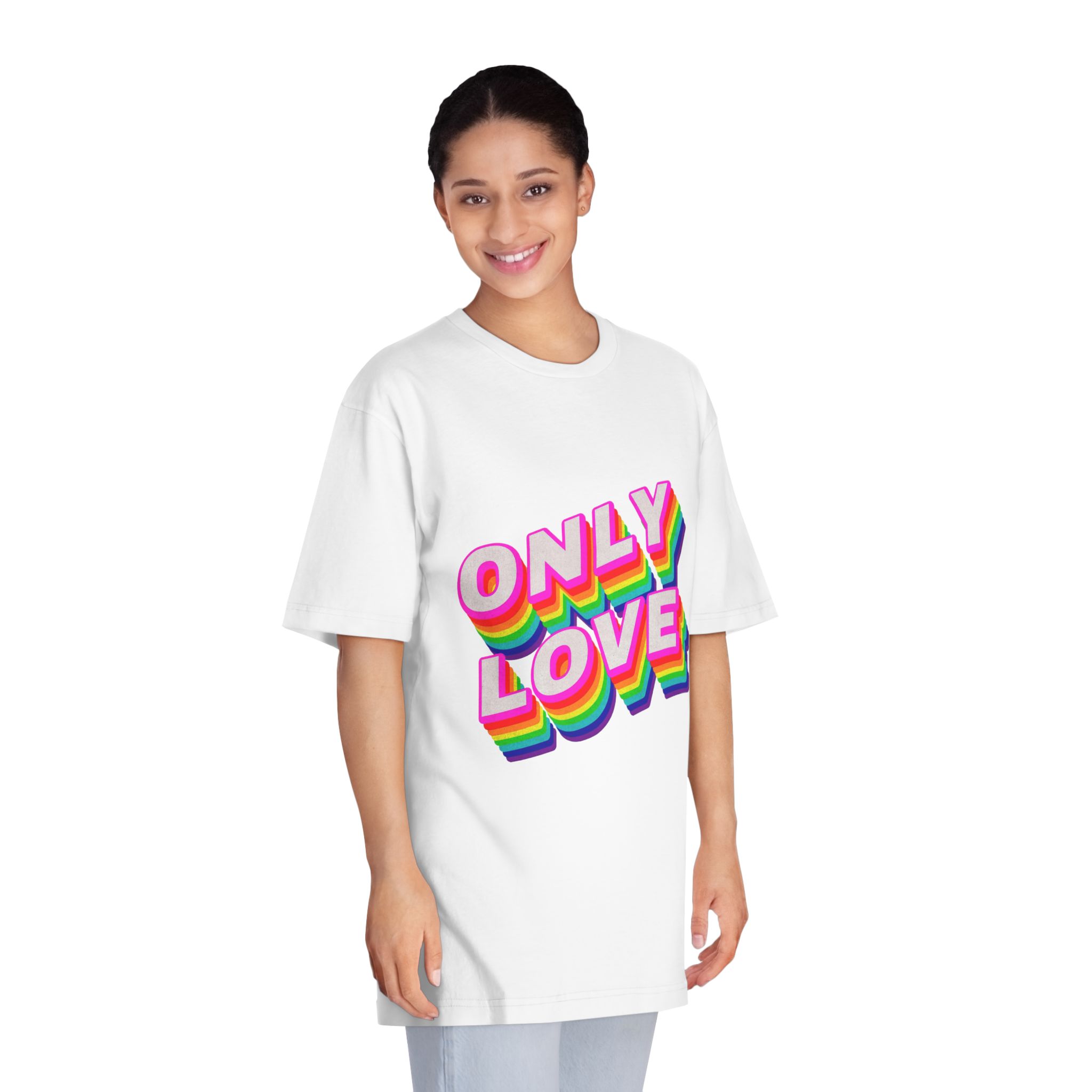 Rainbow Word Only Love Typography Design Element - Unisex Classic Crewneck T Shirt - Image 3