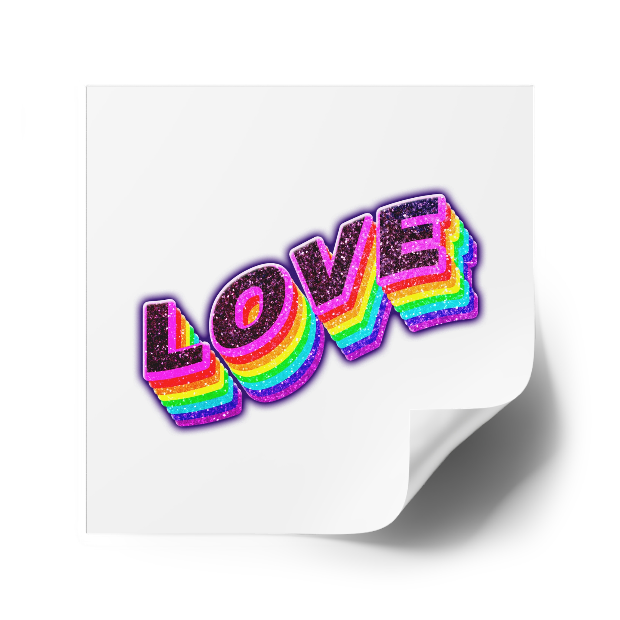 Love Png Word Rainbow Typography Laminate Stickers Square - Image 34