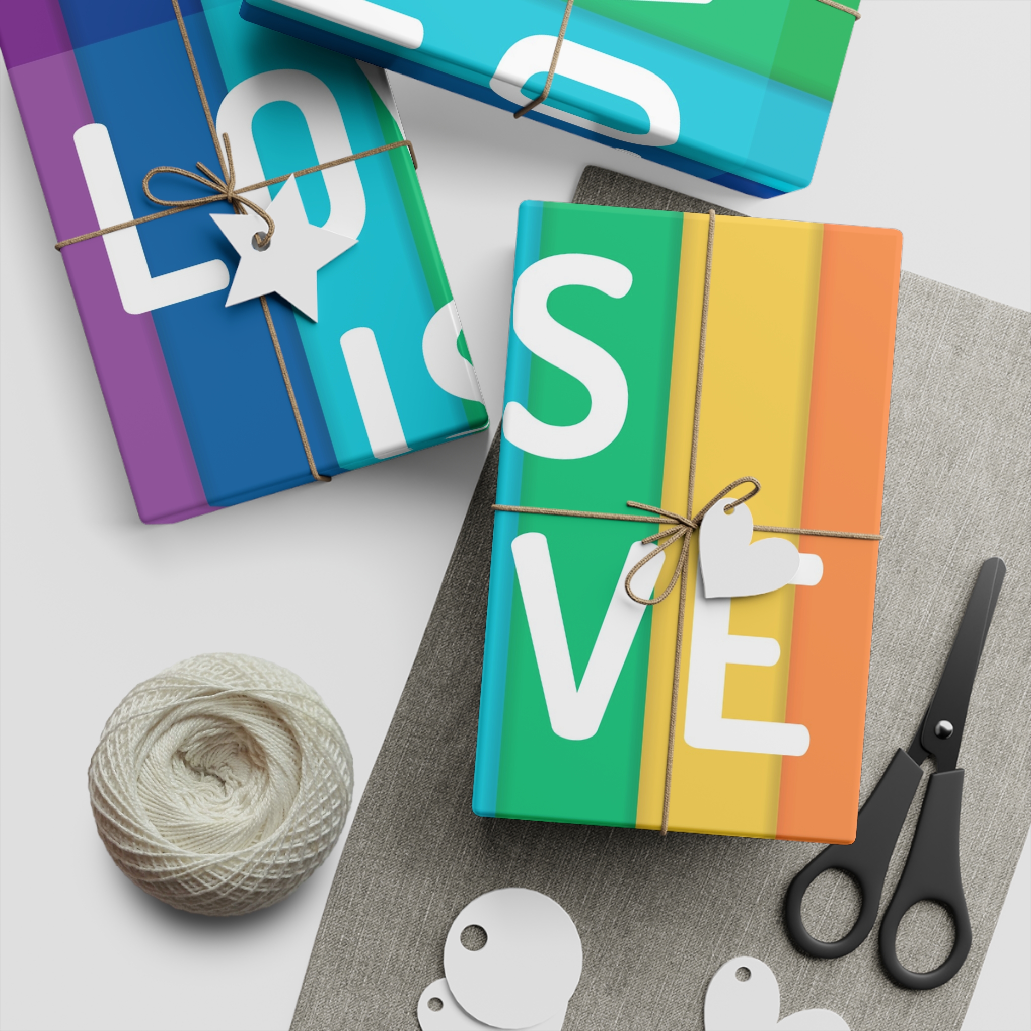 Rainbow Colored Background With Love Is Love Concept Pride Month Gift Wrapping Paper Sheets 1pc - Image 2