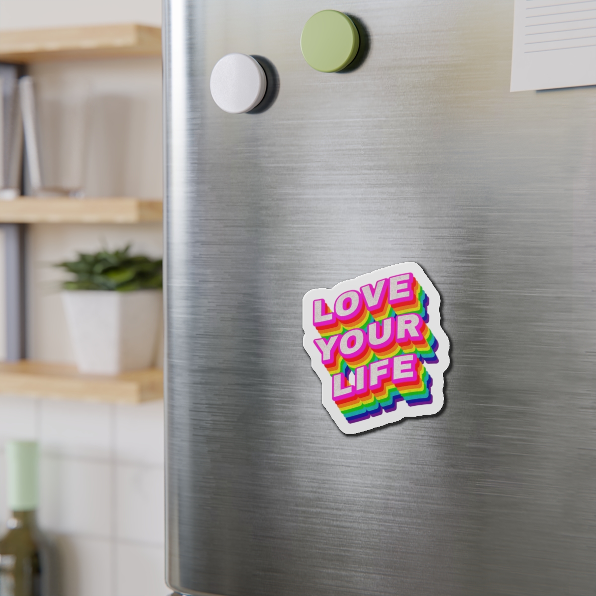 Rainbow Word Love Your Life Typography Design Element Die Cut Magnets - Image 9