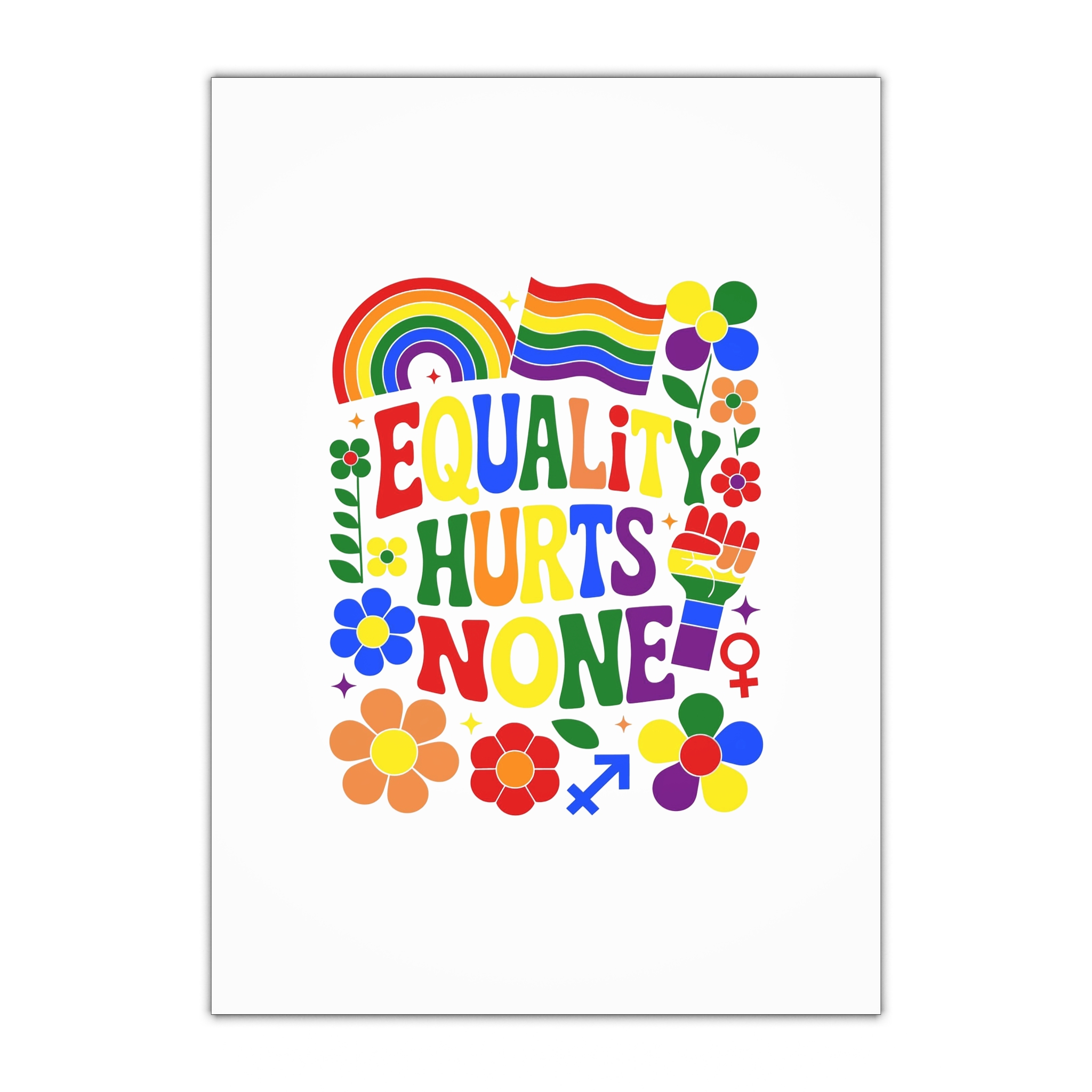 Colorful Equality Hurts None Rainbow Pride Illustration Gift Wrapping Paper Sheets 1pc