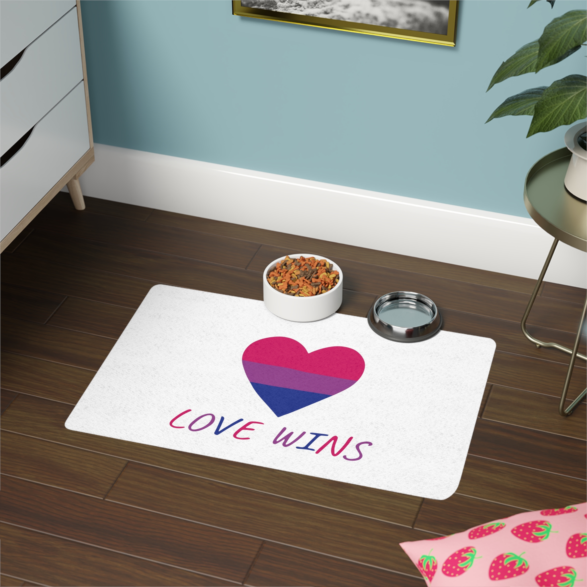 Colorful Heart Shape Bisexual Pride Flag Happy Pride Day Lgbtqia Community Pride Month Vector Hand Drawn Doodle Posters Stickers Logo Cards Pet Food Mat 12x18 - Image 4