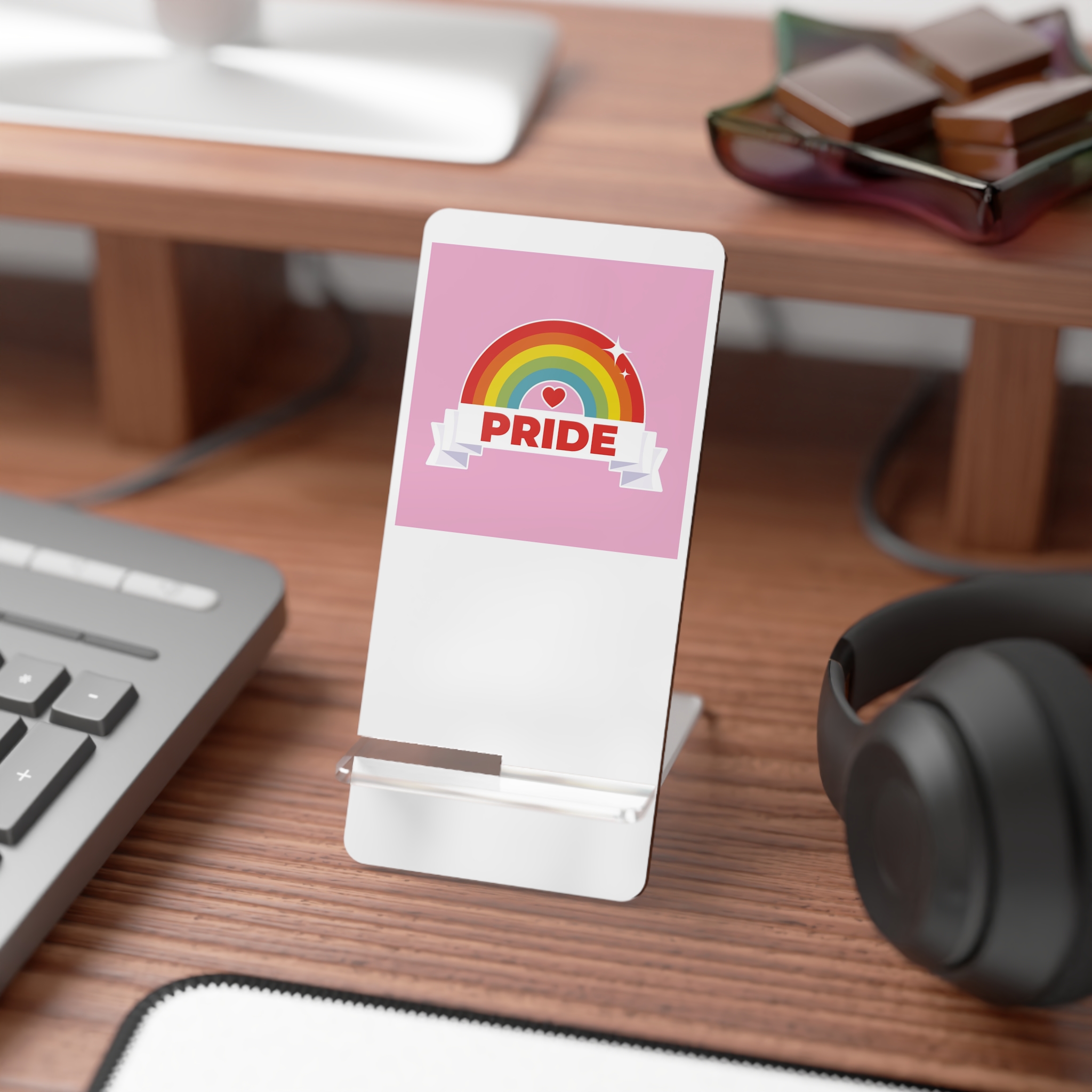 Flat Lgbt Pride Month Logo Template Mobile Display Stand For Smartphones - Image 3