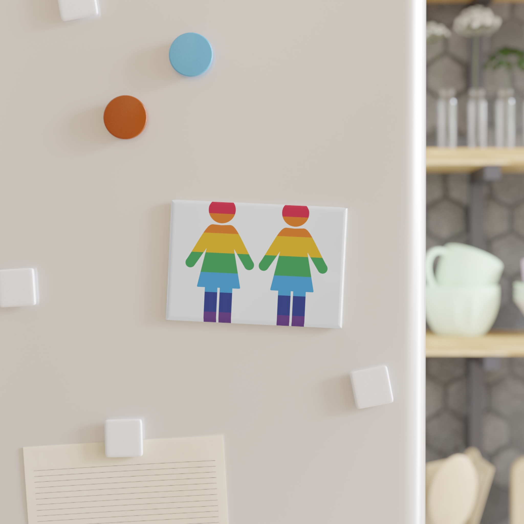 Lgbt Pride Two Lesbians Vector Icon Rainbow Colors Vector Illustration Button Magnet Rectangle 1 And 10 Pcs - Image 3