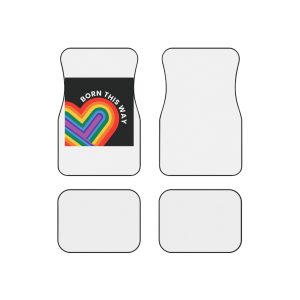 Rainbow Heart Template Lgbtq Pride Month With Born This Way Text Car Mats Set Of 4