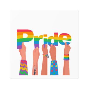 Happy Pride Day Colored Letters Hands Gay Bisexuals Freedom Fighters Laminate Stickers Square