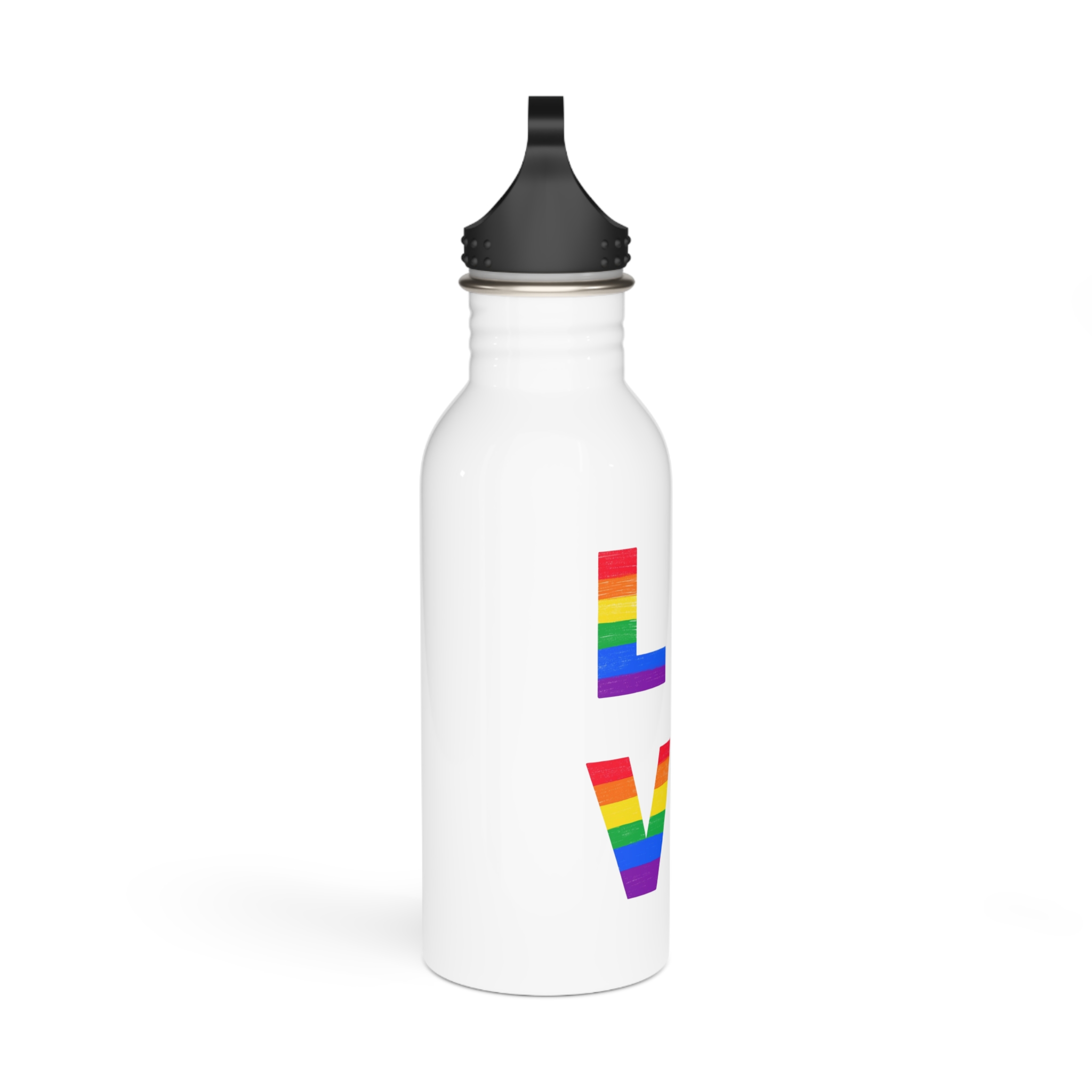 Letters Love Colored Rainbow Lgbtq Gay Pride Flag Colors Vector Lettering Lgbt History Month Pencil Crayon Textured Isolated Love Is Love Concept Stainless Steel Water Bottle - Image 2