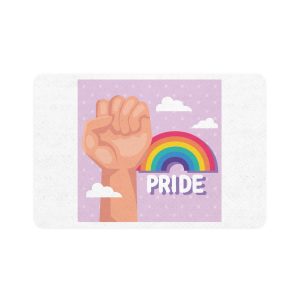 Pride Lettering With Rainbow Card Pet Food Mat 12x18