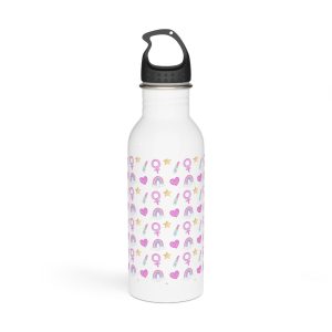 Cute Feminine Seamless Pattern With Rainbows Hearts Venus Symbols Stainless Steel Water Bottle