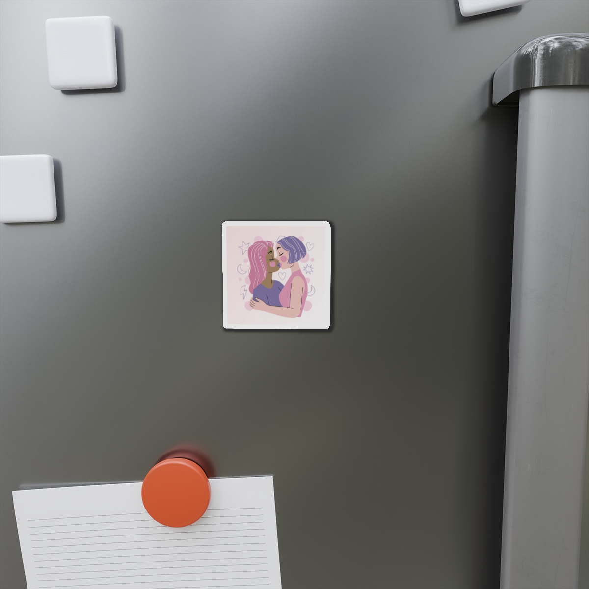 Lesbian Pride Design 5F97CF Die Cut Magnets - Image 2