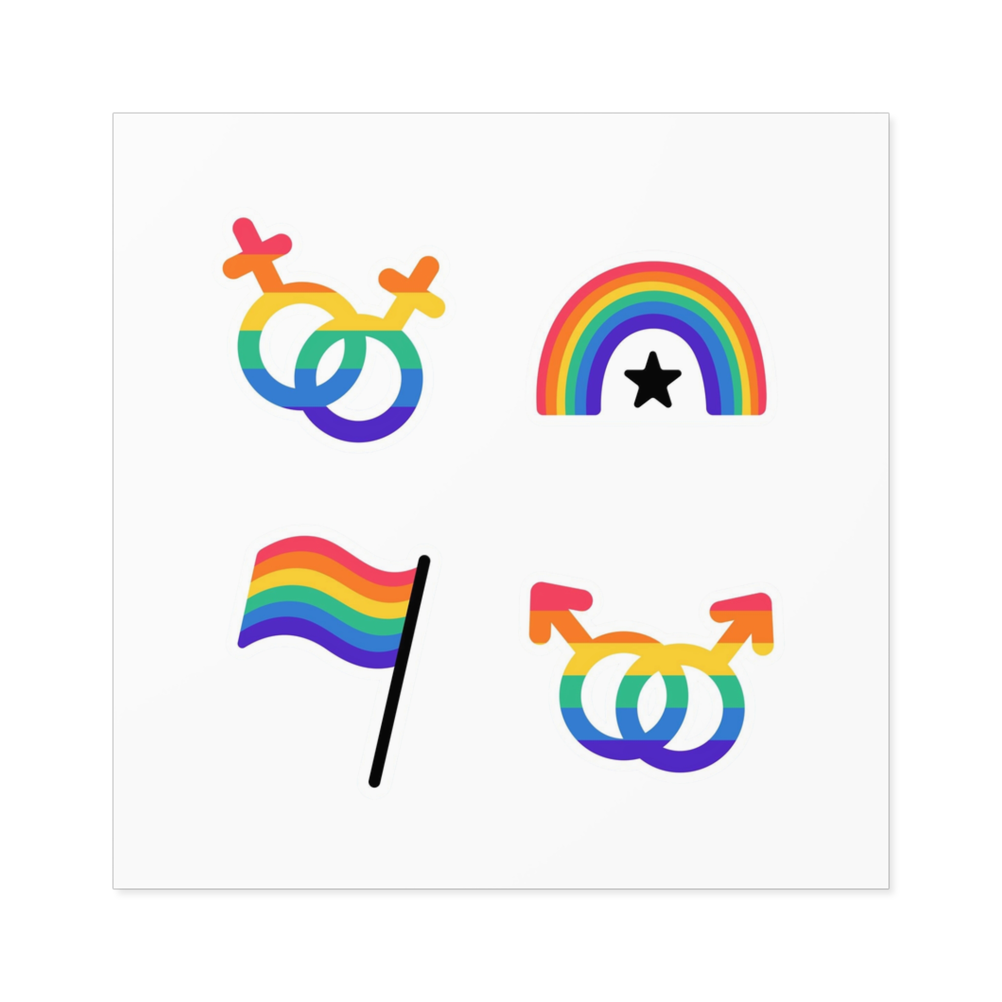 Lgbt Stickers Doodle Style Lgbtq Set Lgbt Pride Community Symbols Rainbow Colored Elements Flag Heart Rainbow Laminate Stickers Square - Image 25
