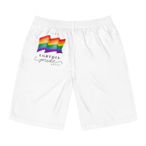 Lgbt Pride Month 2024 Concept Freedom Rainbow Flag With Hearts Gay Parade Vector Mens Board Shorts Aop