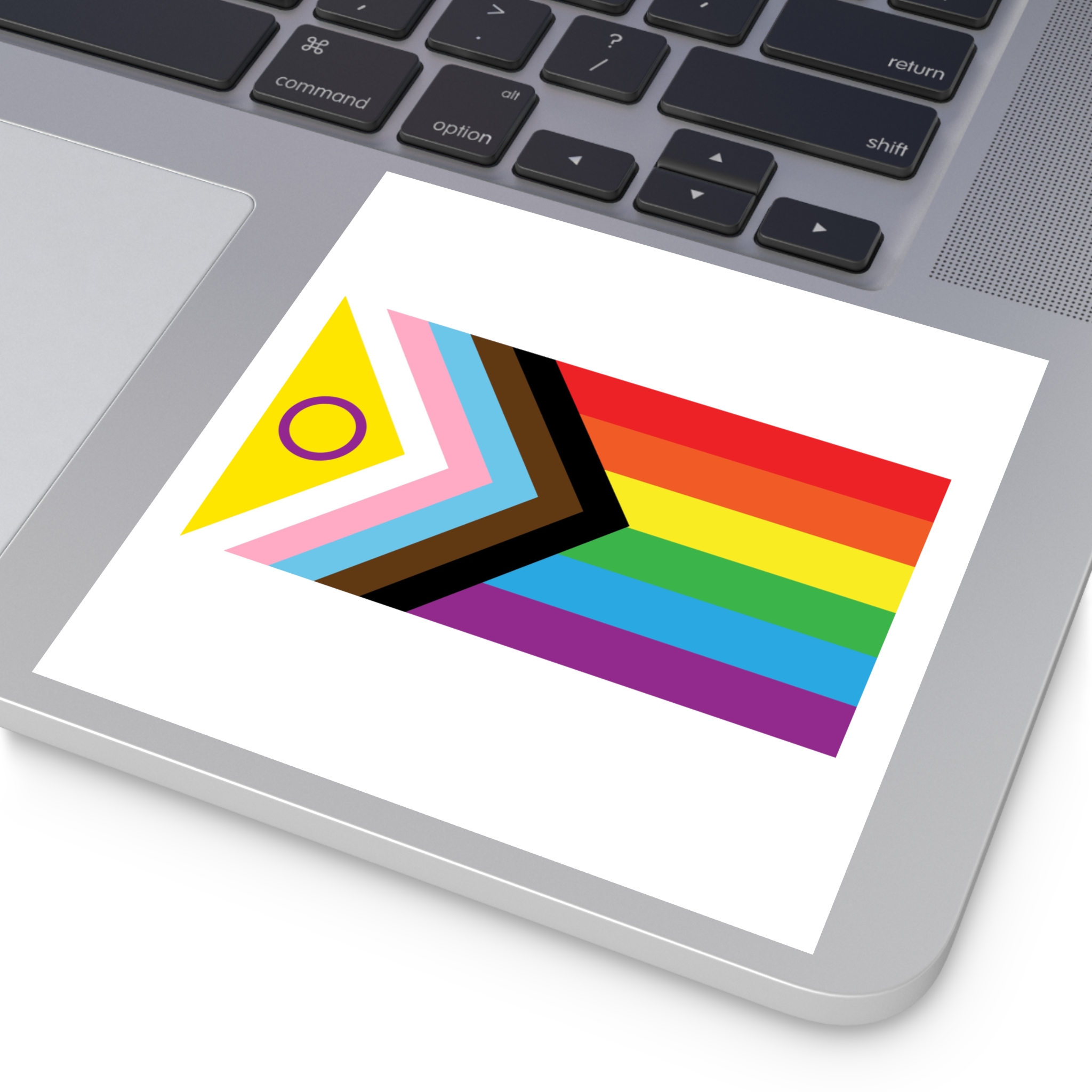 Intersex Inclusive Progress Pride Flag Laminate Stickers Square - Image 35