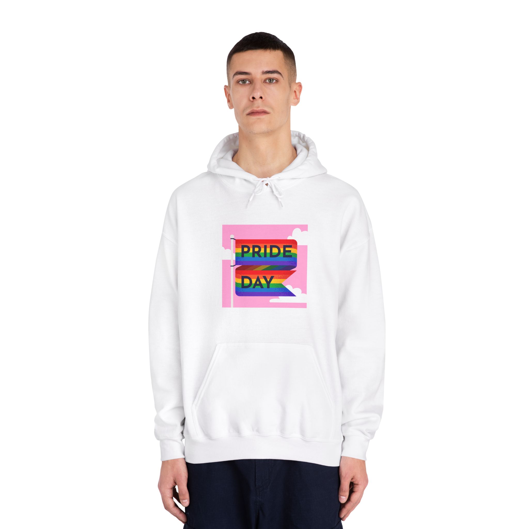 Pride Day Flag Illustration Unisex Dryblend Hooded Sweatshirt - Image 3