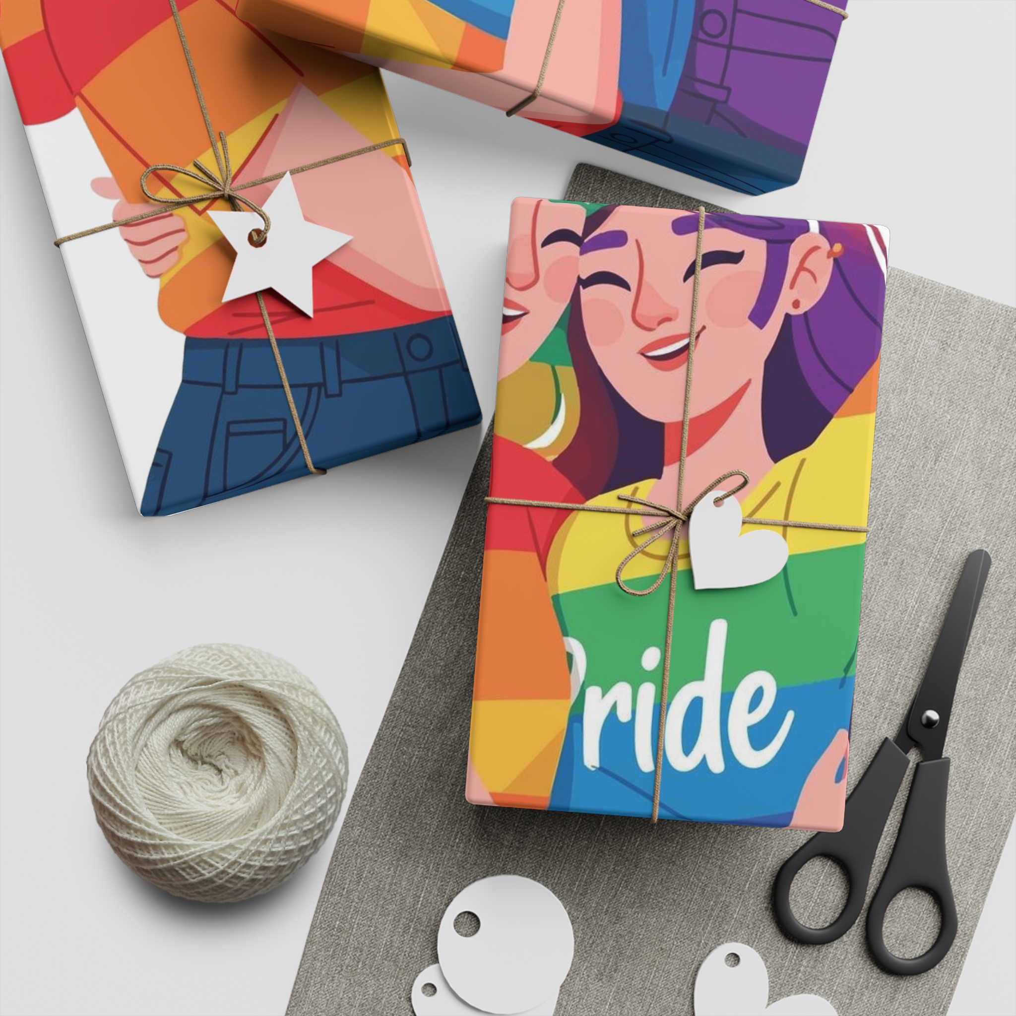 Celebrating Love Diversity Two Happy People Embracing Together Gift Wrapping Paper Sheets 1pc - Image 5
