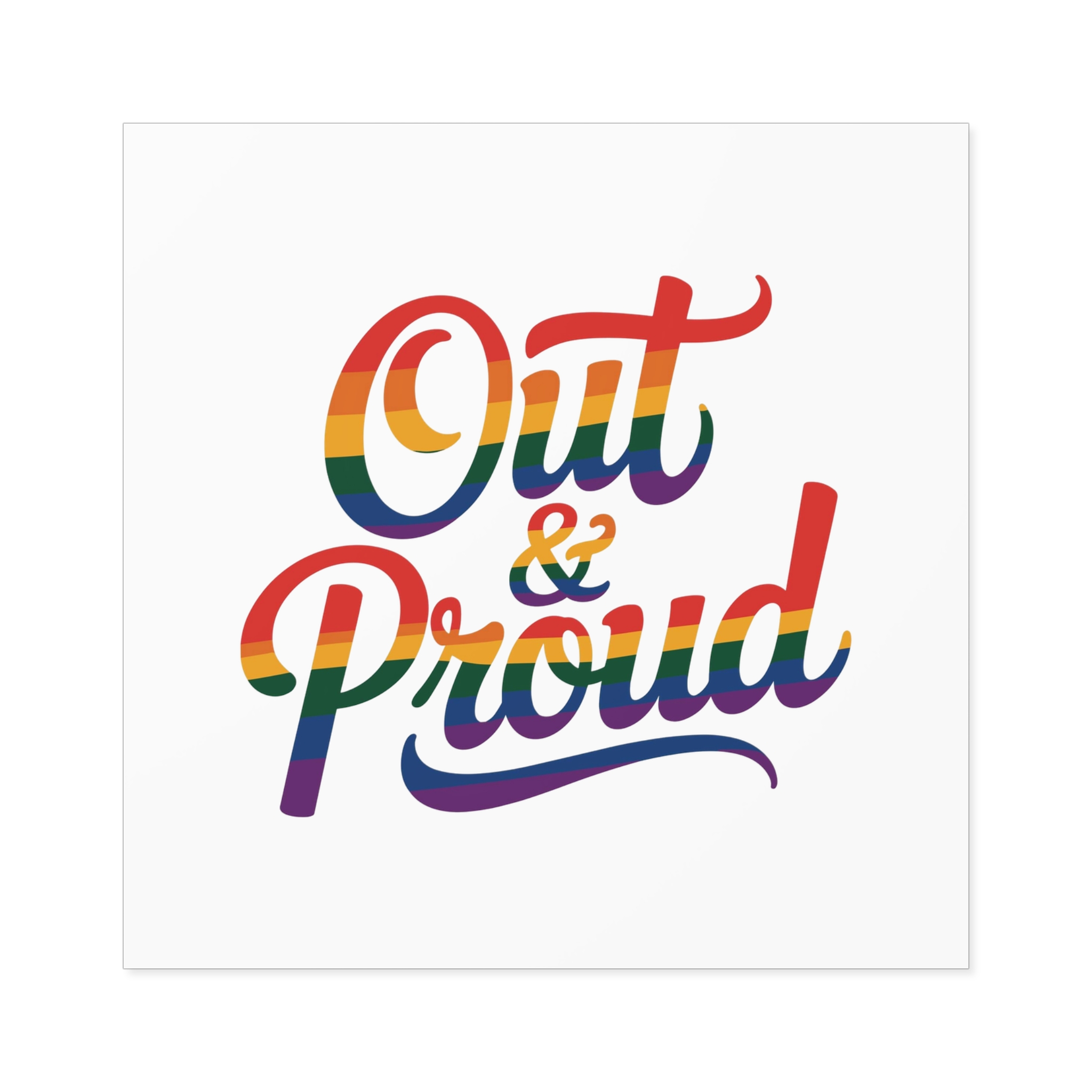 Out Proud T Shirt Design Isolated White Background Laminate Stickers Square - Image 37