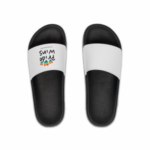Love Letter Pride Rainbow Lettering Text Writing Pattern Freedom Love Heart Homo Colors Flag Parade (1) Mens Slide Sandals
