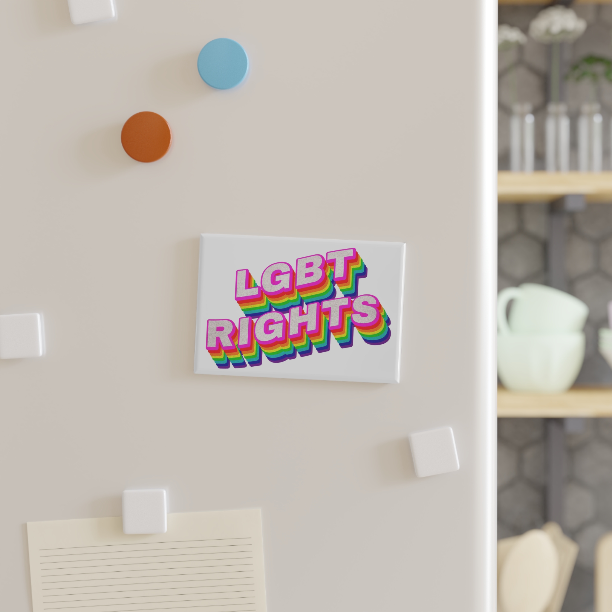 Rainbow Word Lgbt Rights Typography Design Element Button Magnet Rectangle 1 And 10 Pcs - Image 7