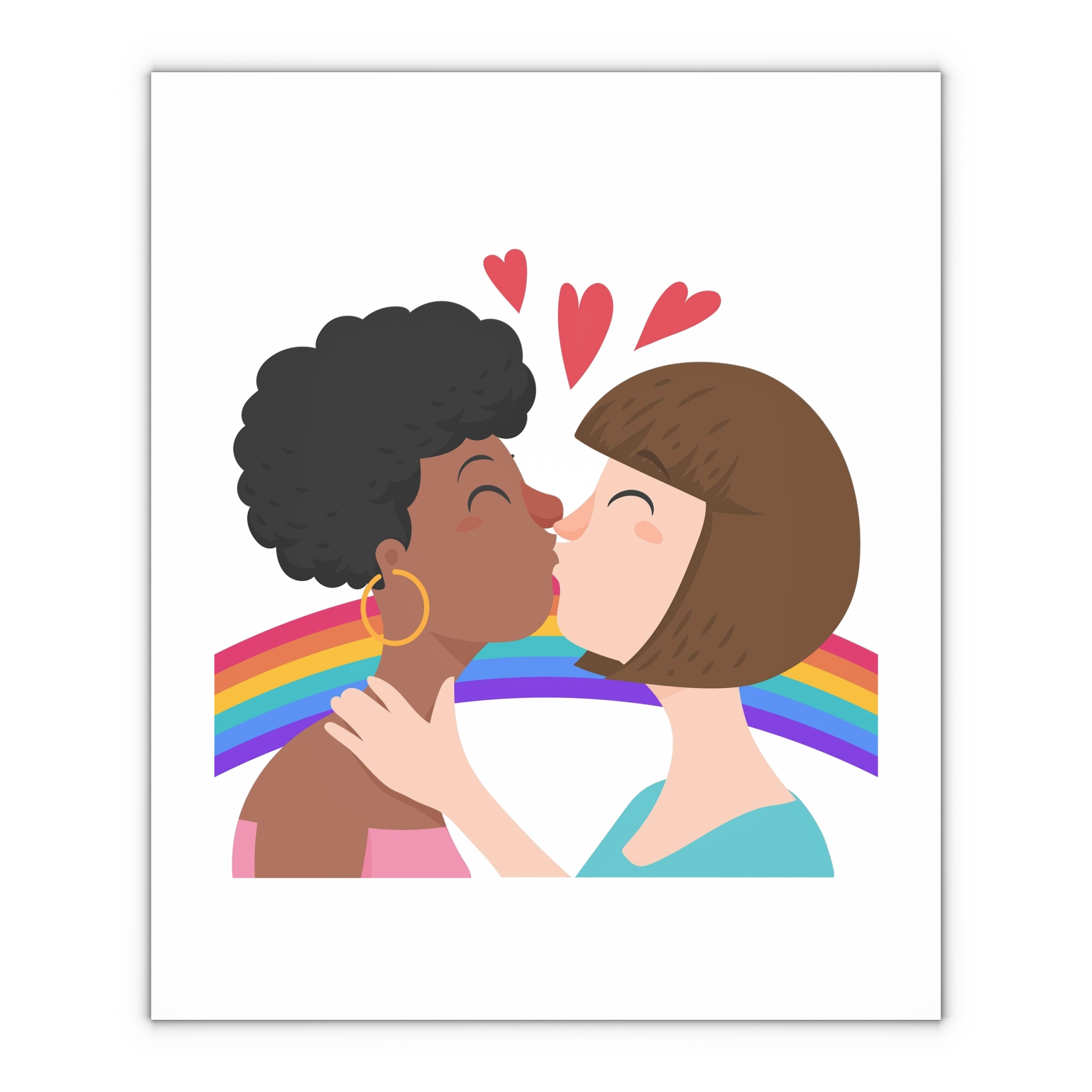 Flat Design Lesbian Kiss Illustrated Gift Wrapping Paper Sheets 1pc - Image 4