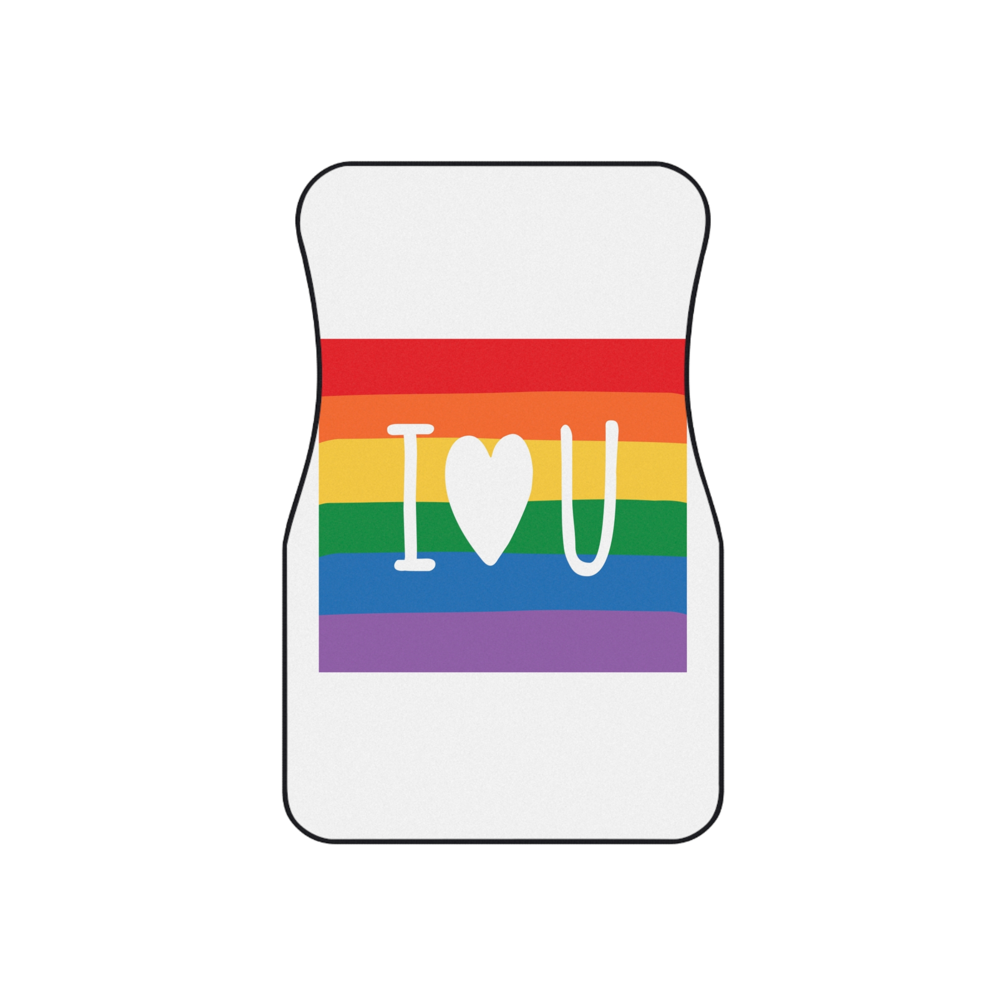 Vibrant Rainbow Flag With I Love You Heart Message Car Mats Set Of 4 - Image 2