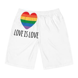 Vector Sketch Lgbt Rainbow Love Is Love Lettering Mens Board Shorts Aop