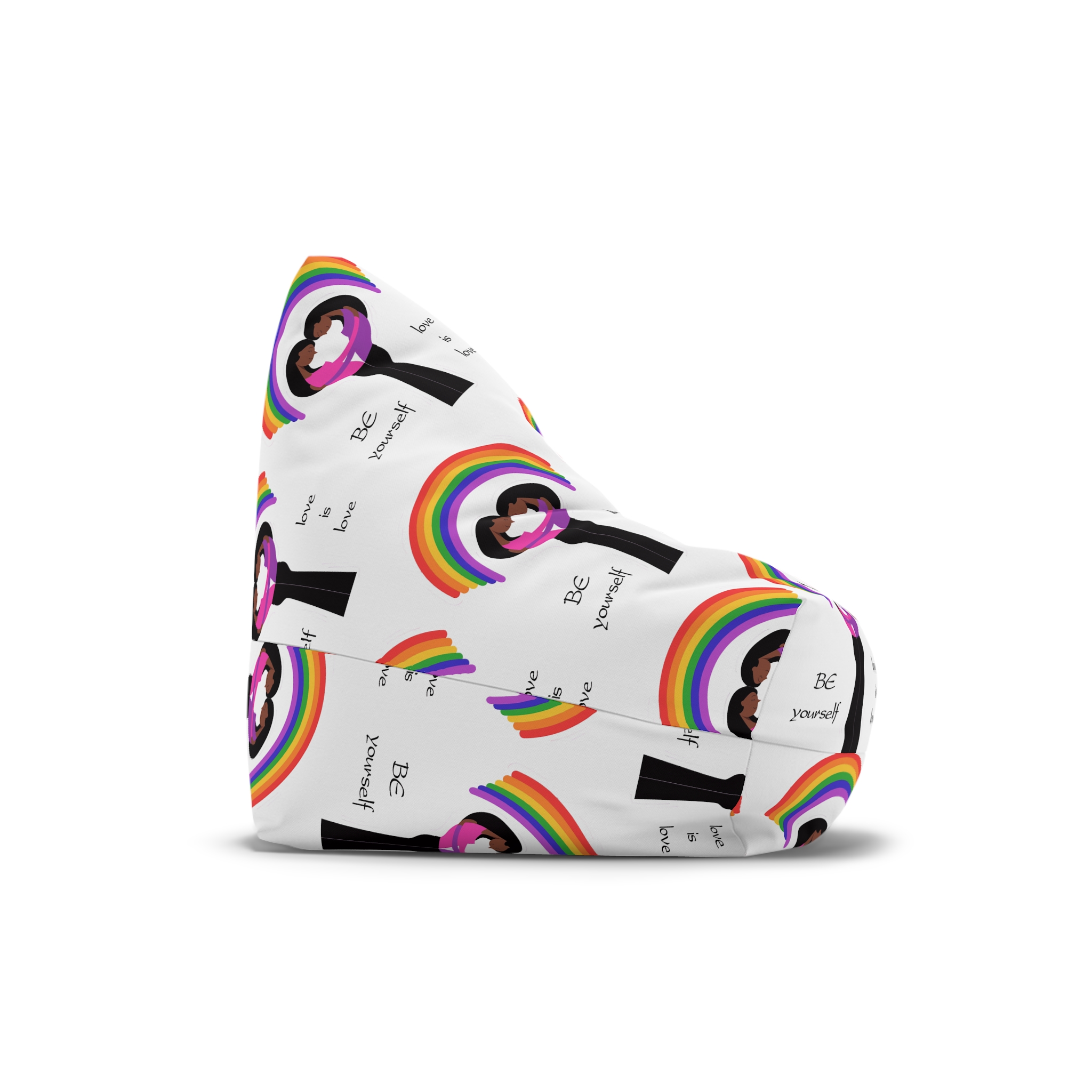 Poster Two Girls Hugging With Rainbow Bean Bag Chair Cover - Image 3