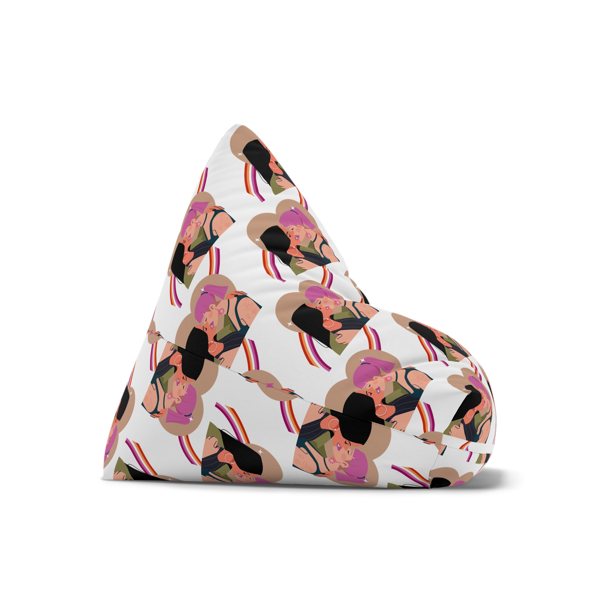 Hand Drawn Lesbian Kiss Bean Bag Chair Cover - Image 7