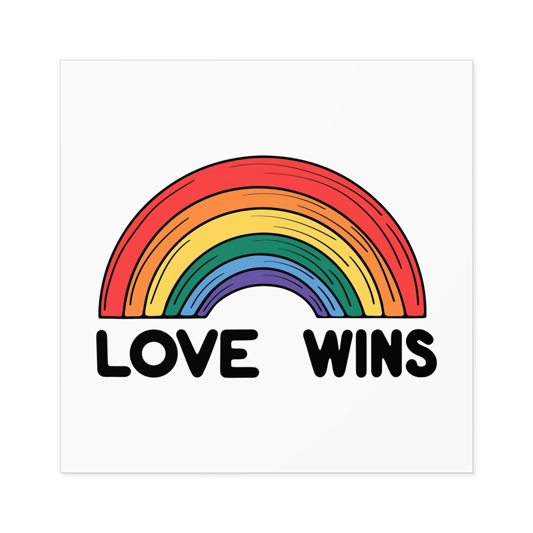 Love Wins Rainbow Pride Illustration Laminate Stickers Square - Image 57