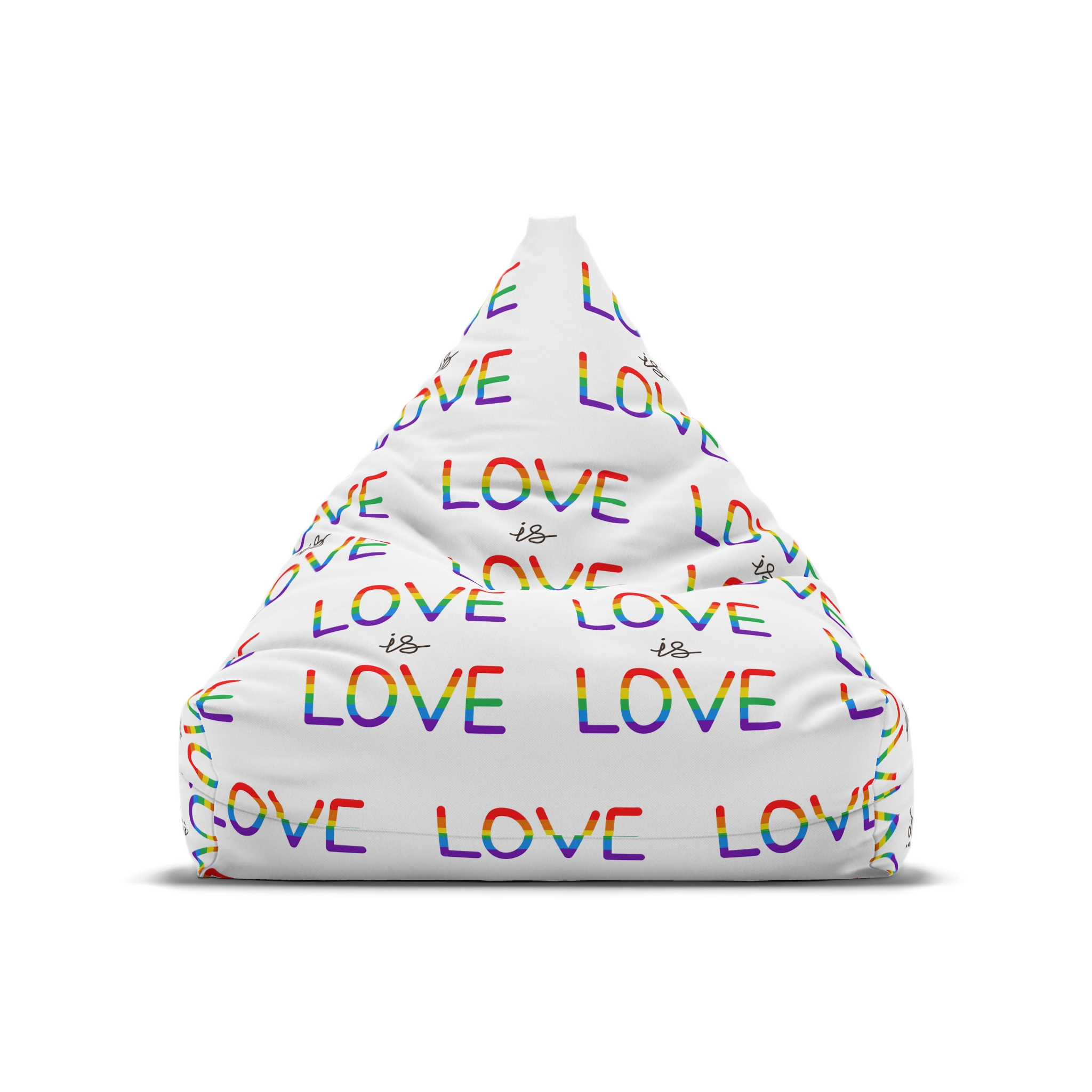 Vector Love Is Love Phrase Lgbt Text Lettering Rainbow Colors Bean Bag Chair Cover - Image 5