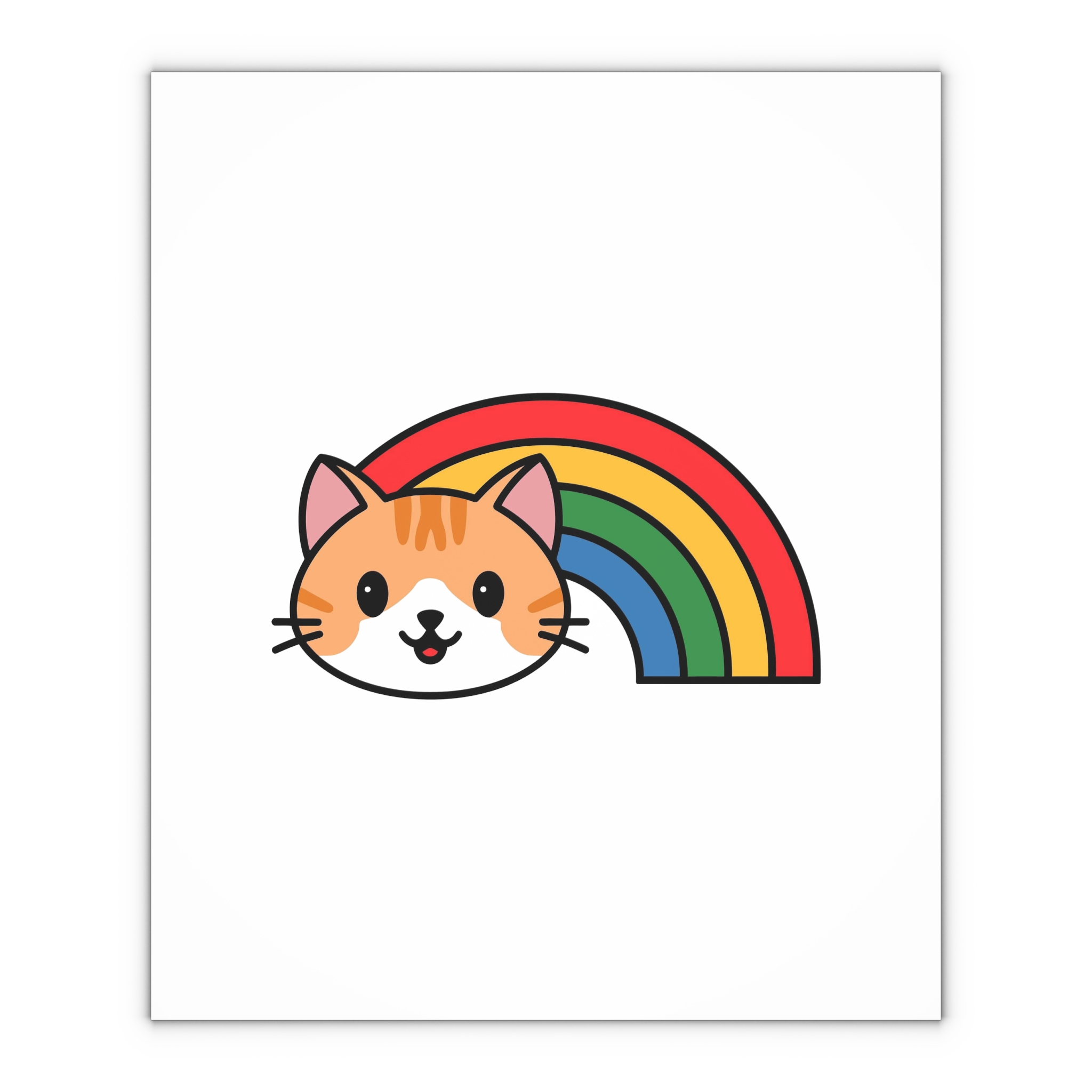 Cartoon Cat Head Illustration With Rainbow Happy Expression1 Gift Wrapping Paper Sheets 1pc - Image 4