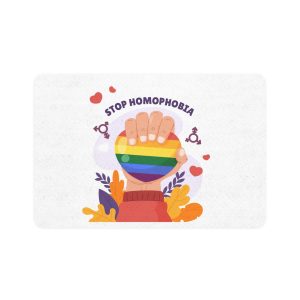 Hand Drawn Stop Homophobia Concept Illustrated Pet Food Mat 12x18