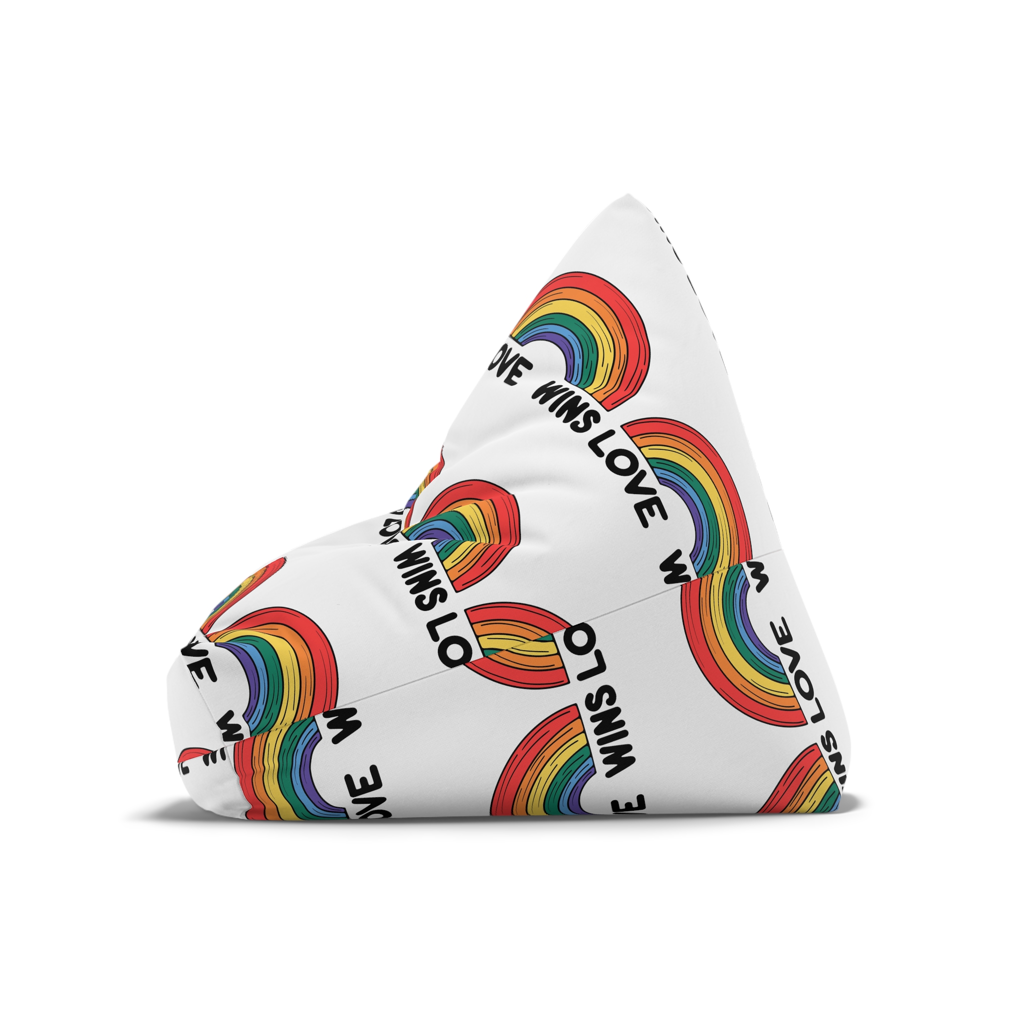Love Wins Rainbow Pride Illustration Bean Bag Chair Cover - Image 8