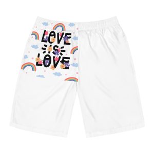 Pride Day Lettering With Rainbows Flowers Mens Board Shorts Aop