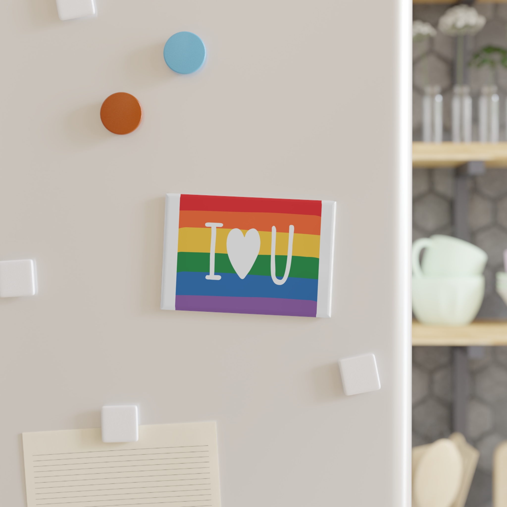 Vibrant Rainbow Flag With I Love You Heart Message Button Magnet Rectangle 1 And 10 Pcs - Image 7