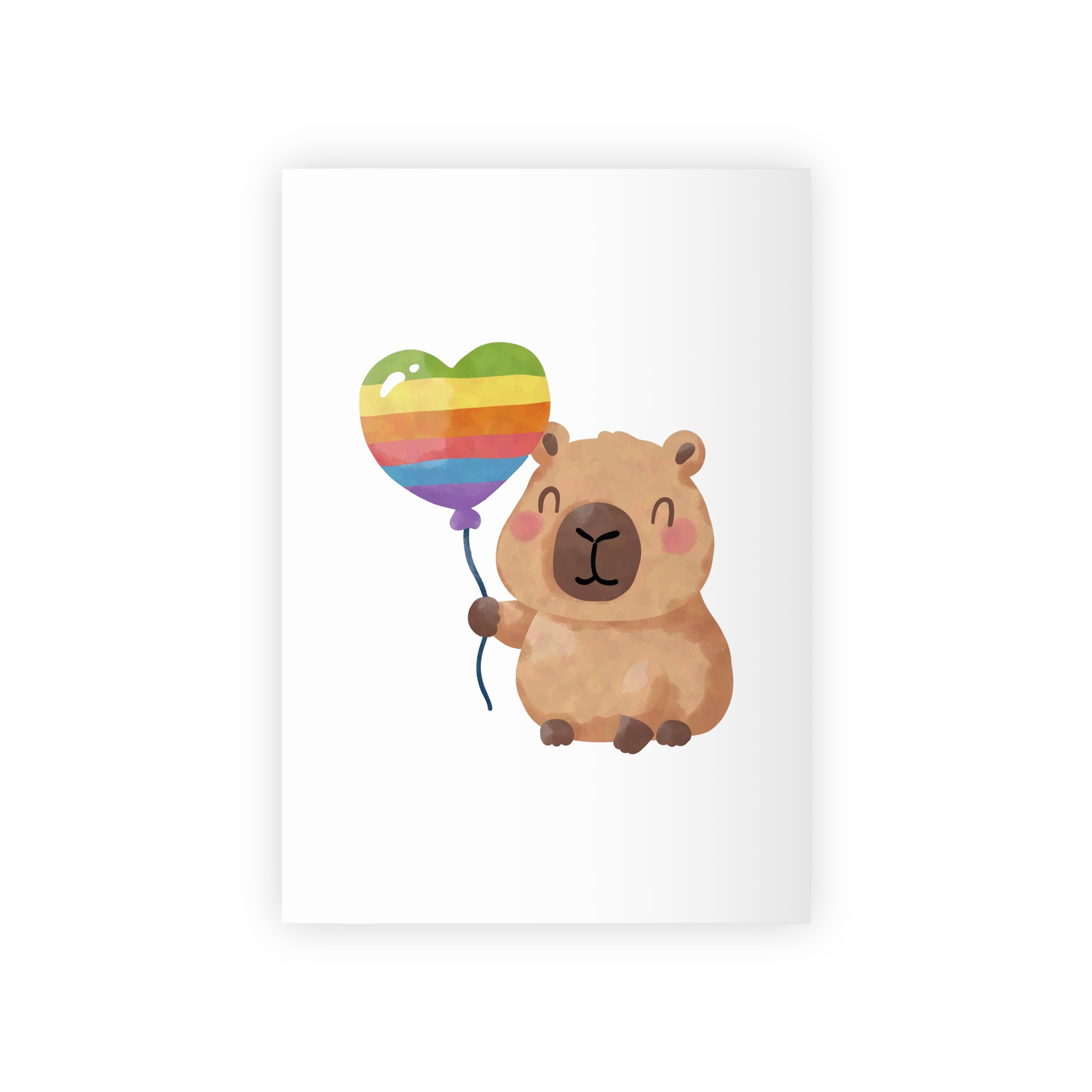 Capybara Holding Rainbow Heart Balloon Illustration (1) Gift Wrapping Paper Rolls 1pc