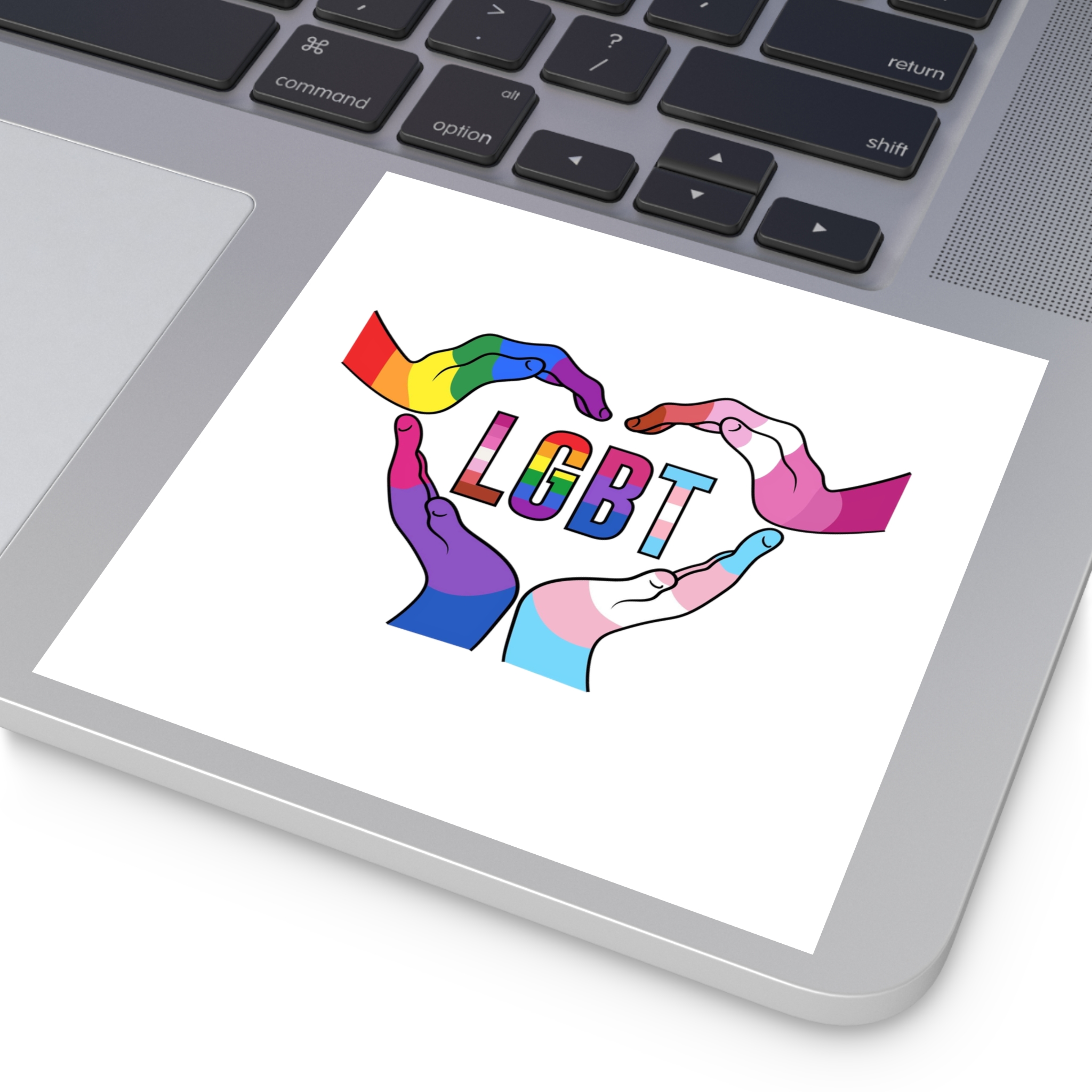 Lgbt Hands United Pride Month Rainbow Flag Vector Illustration Isolated White Background Laminate Stickers Square - Image 35