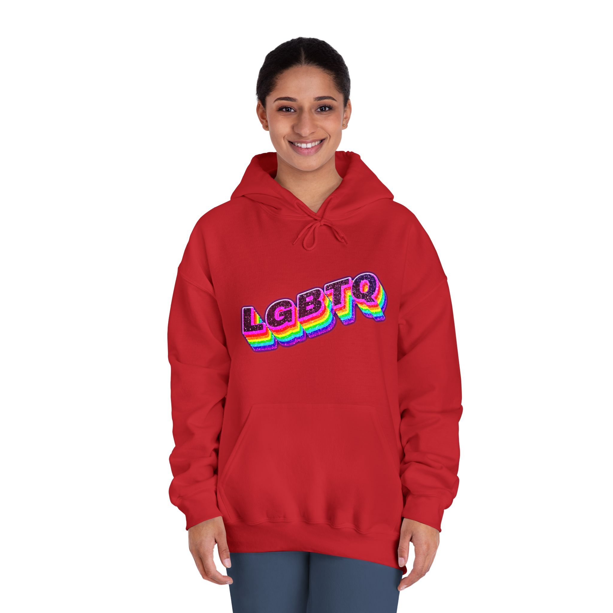 Lgbtq Rainbow 3d Png Typography Unisex Dryblend Hooded Sweatshirt - Image 36