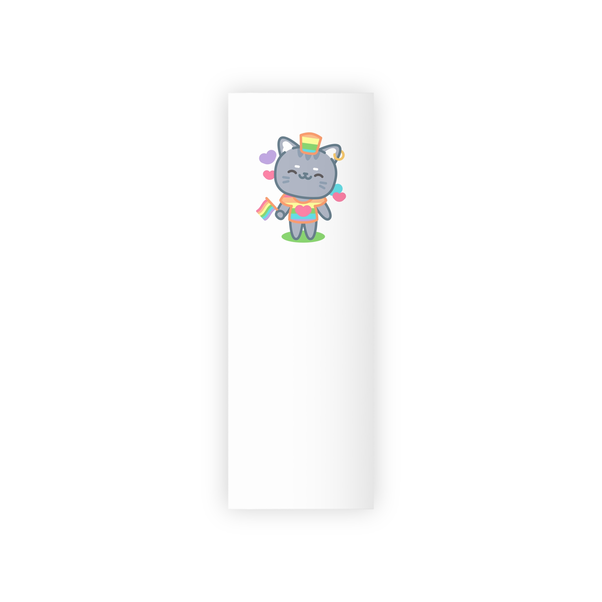 Cute Grey Cat With Rainbow Pride Flag Heart Illustration Gift Wrapping Paper Rolls 1pc - Image 5