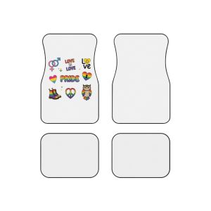 Pride Stickers Doodle Set Colorful Lgbtq Hand Drawn Icons Pack Car Mats Set Of 4