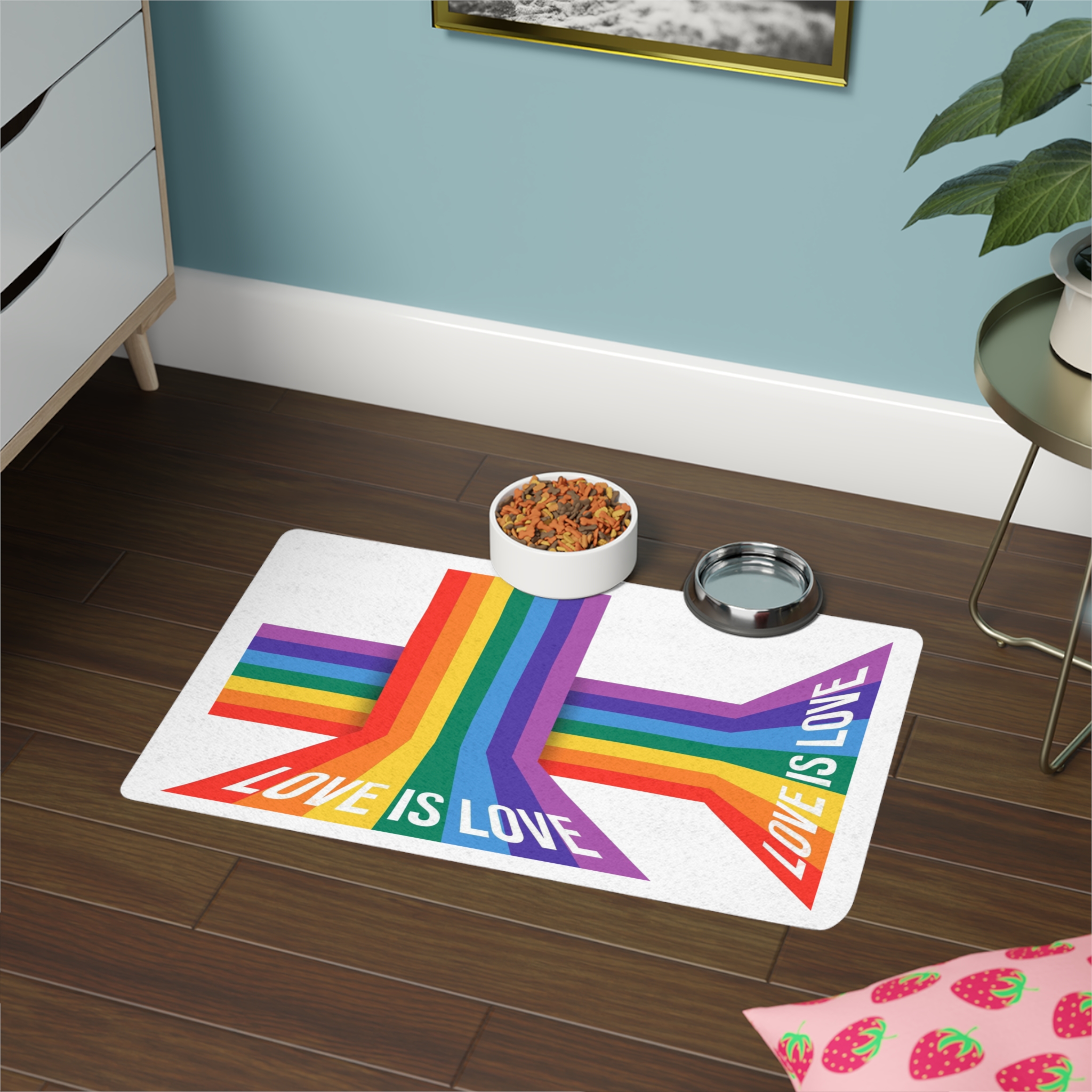 Pride Month Banner With Pride Lgbtq Rainbow Flag Vector Background Pet Food Mat 12x18 - Image 4